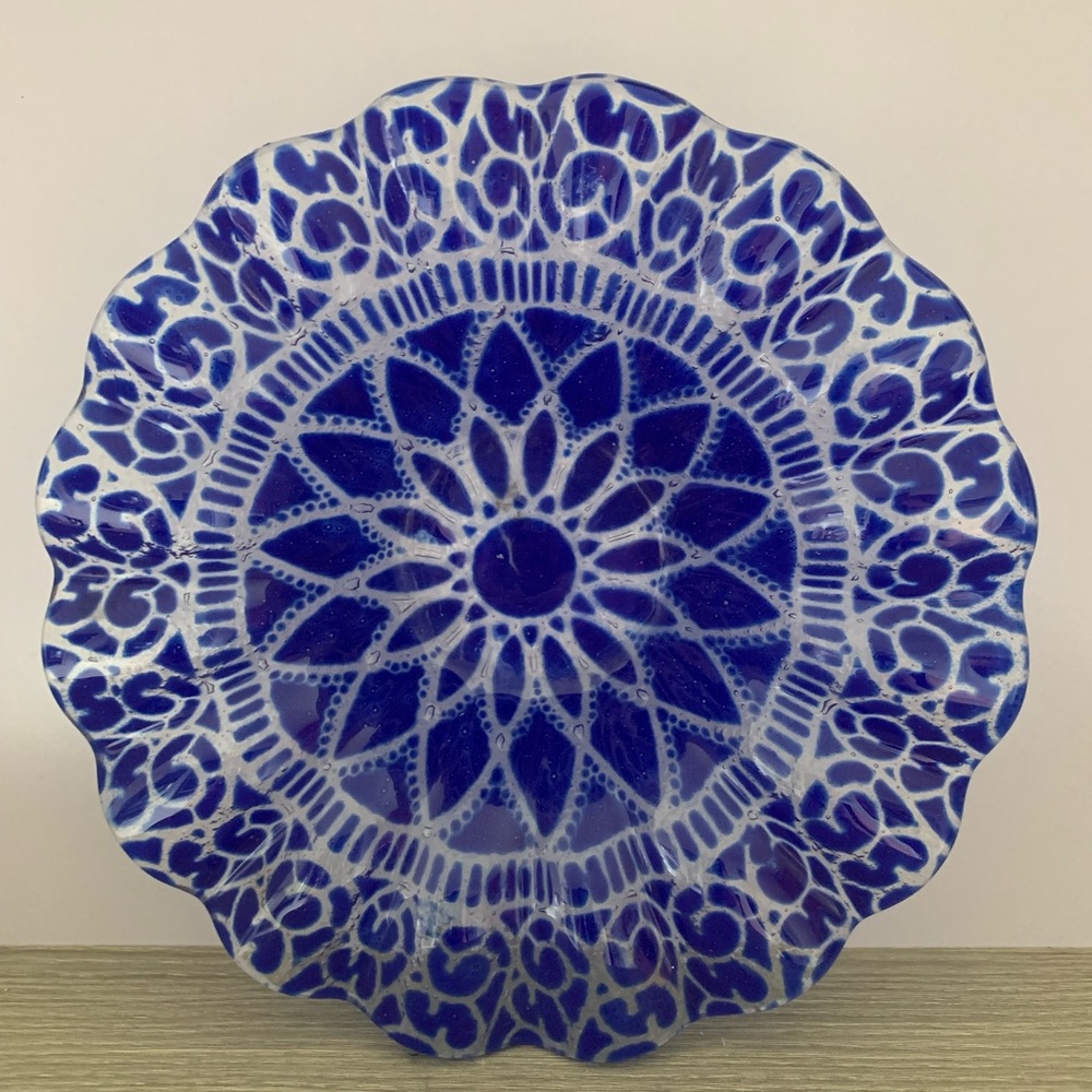 Beautiful Sydenstricker Embassy Cobalt Blue Ruffled Rim Candy/Condiment Dish